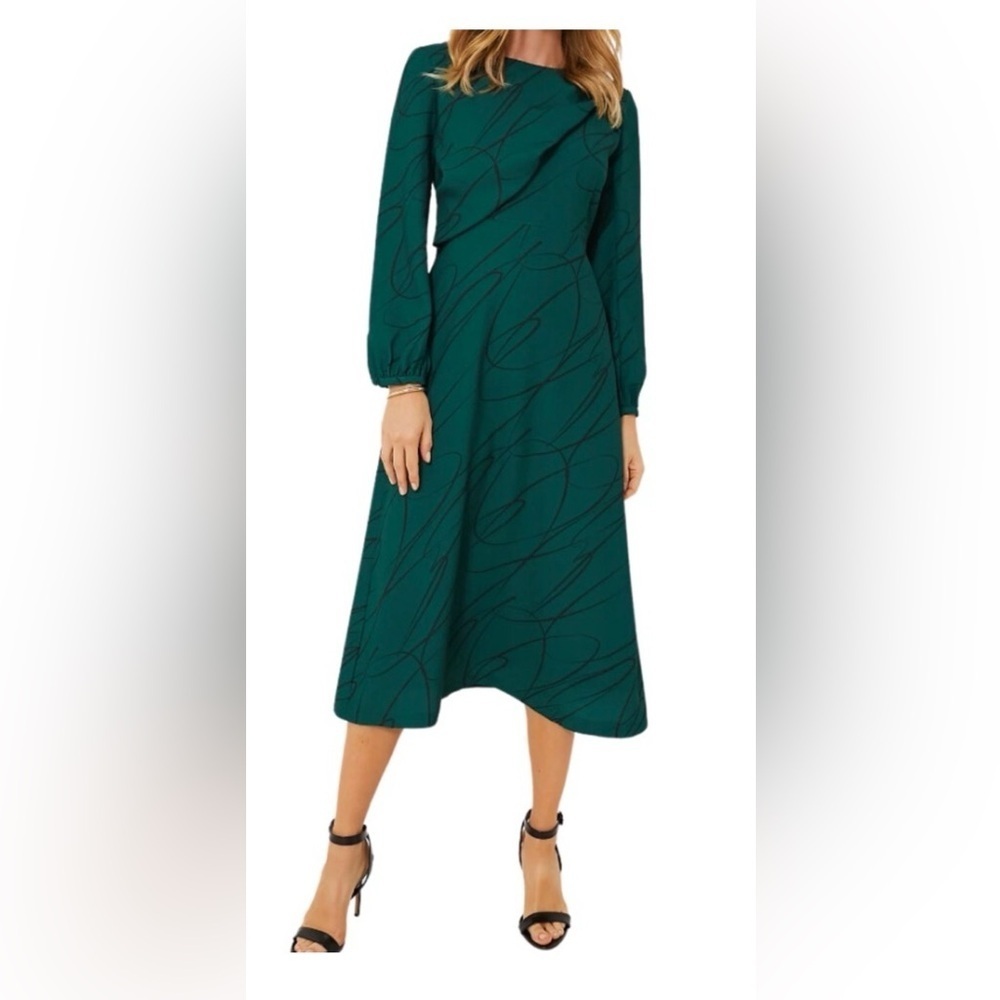 Tuckernuck Pine Twombly Macie Midi Dress S Green Draped NWT - Picture 1 of 10